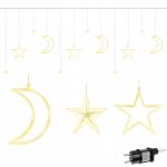 ISO 11329 Světelný závěs hvězdy, měsíc 138 LED teplá bílá