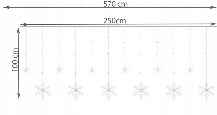 ISO 11326 Svetelný záves hviezdy, vločky 138 LED teplá biela