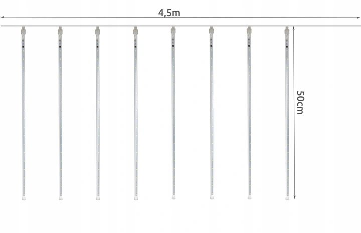 ISO 11343 Vianočné osvetlenie Cencúle 288 LED, 50 cm, IP44, 230V teplé biele