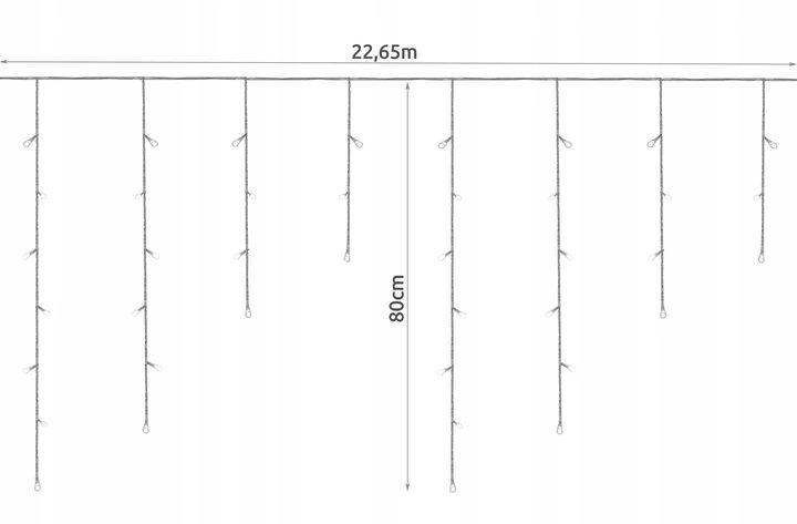 ISO 11438 Vianočný svetelný záves 300 LED, 2.4W multicolor 22.65 m