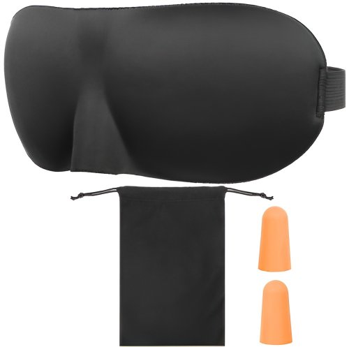 ISO Maska na spaní 3D + špunty do uší černá