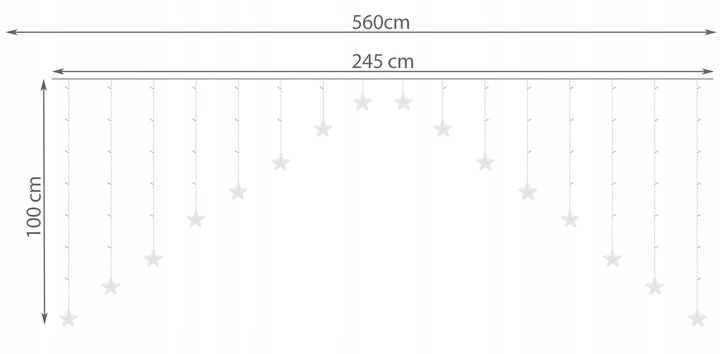 ISO 11336 Světelný závěs hvězdy 136 LED multicolor