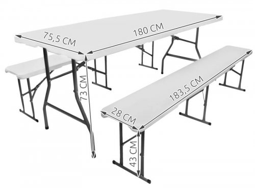 Gardlov 3257 Pivný set plastový skladací 180 cm biela