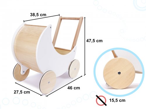 KIK KX6493 Dřevěný kočárek pro panenky 