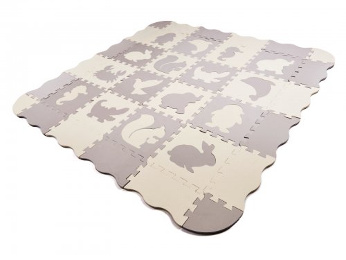 KIK Kontrastné penové puzzle 30 x 30 cm, 36 ks šedá, krémová