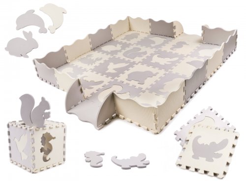 KIK Kontrastní pěnové puzzle 30 x 30 cm, 36 ks šedá, krémová