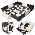 KIK Kontrastní pěnové puzzle 30 x 30 cm, 25 ks černá, krémová