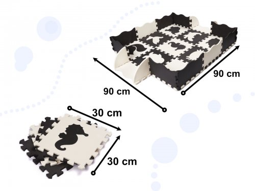 KIK Kontrastní pěnové puzzle 30 x 30 cm, 25 ks černá, krémová