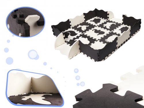 KIK Kontrastní pěnové puzzle 30 x 30 cm, 25 ks černá, krémová