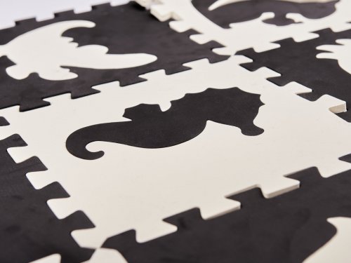 KIK Kontrastní pěnové puzzle 30 x 30 cm, 25 ks černá, krémová