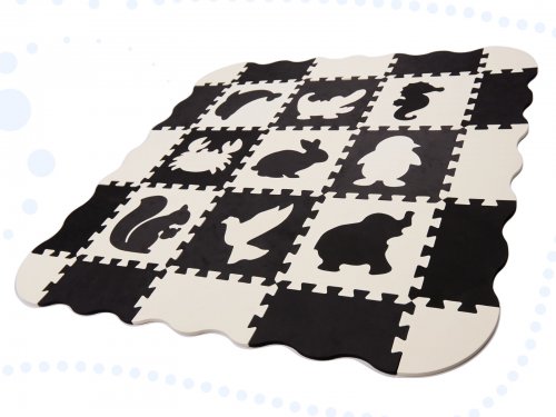 KIK Kontrastní pěnové puzzle 30 x 30 cm, 25 ks černá, krémová