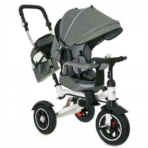 Trike FIX KX6628 Trojkolka s vodiacou tyčou šedá