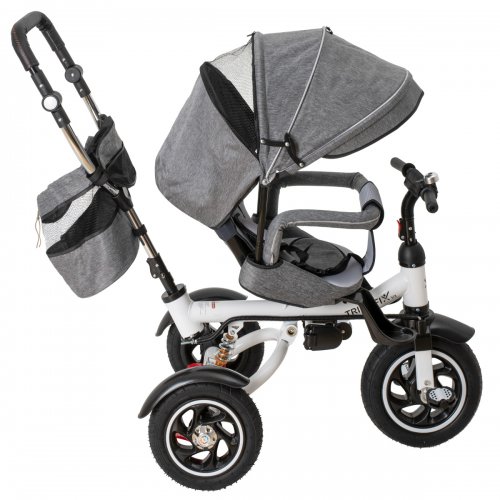 Trike FIX KX6628 Trojkolka s vodiacou tyčou šedá