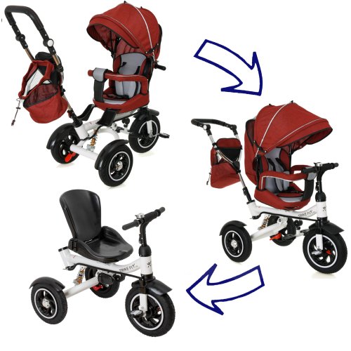 Trike FIX KX6628 Trojkolka s vodiacou tyčou červená