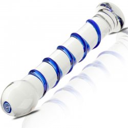 Sensual Dildo skleněné 18 cm modrá
