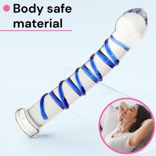 Sensual Dildo skleněné 18 cm modrá