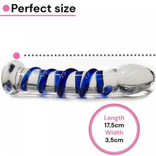 Sensual Dildo skleněné 18 cm modrá