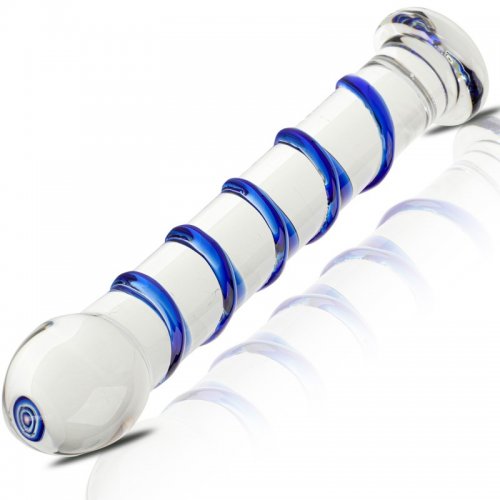 Sensual Dildo skleněné 18 cm modrá
