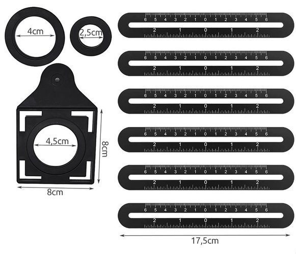 ISO Stavební pravítko a šablony na vrtání do obkladů 6 x 120 mm