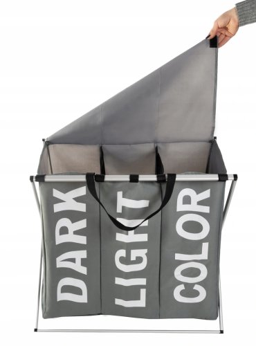 Ruhhy 12257 Trojitý kôš na bielizeň 130 l šedý