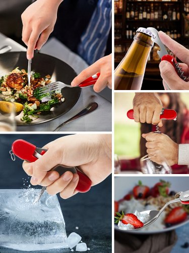 Pronett XJ3191 Multifunkční příbor na kempování, červená