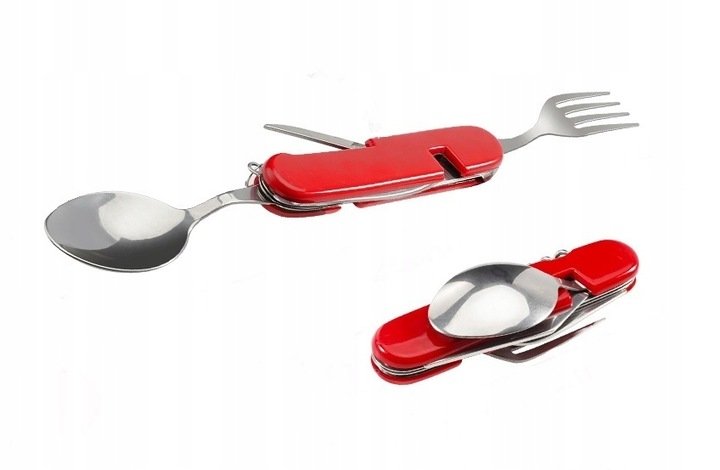 Pronett XJ3191 Multifunkční příbor na kempování, červená