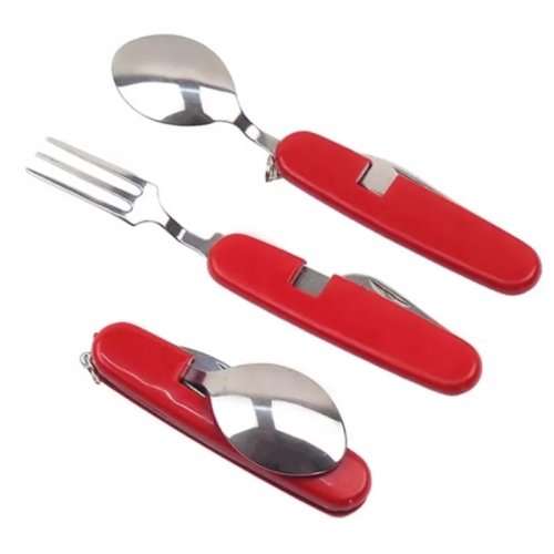 Pronett XJ3191 Multifunkční příbor na kempování, červená