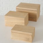 Boltze Dekorativní dřevěný box s víkem Natural Set 3 ks