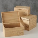 Boltze Dekorativní dřevěný box s víkem Natural Set 3 ks