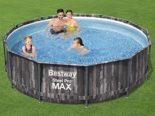 Bestway 5614X Bazén s konštrukciou 366 x 100 cm Wood so schodíkmi a filtráciou 8 v 1
