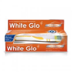 WHITE GLO Bělící pasta Anti-Plaque 150g + kartáček na zuby