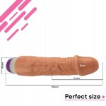 Sensual D10-2 Realistický vibrátor 18 cm, béžový