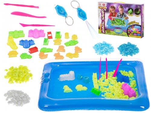 DIY Svítící tekutý písek 2000 g + formičky + pískoviště Glow