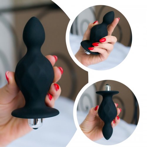 Sensual Análny kolík silikónový vibračný 12,6 cm čierna