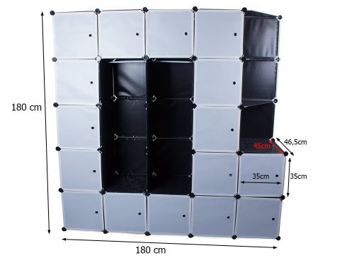 Verk 01511 Modulová skladacie šatníková skriňa 180 x 180x 46,5 cm čierna