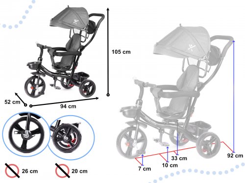 KIK KX6200 Detská trojkolka TRIKE FIX LITE šedá