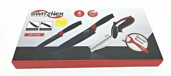 SWITZNER SW-1720 4 dielna sada nožov červeno-čierna