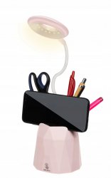 ISO LED stolní lampa s držákem na mobil a úložným prostorem
