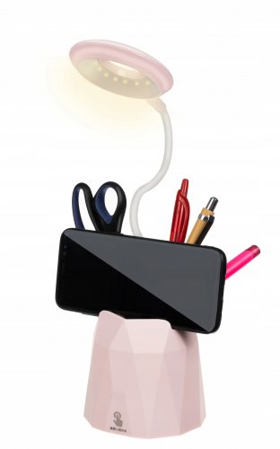 ISO LED stolní lampa s držákem na mobil a úložným prostorem
