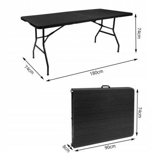 Gardlov 12280 Skladací stôl 180 x 74 cm, čierny