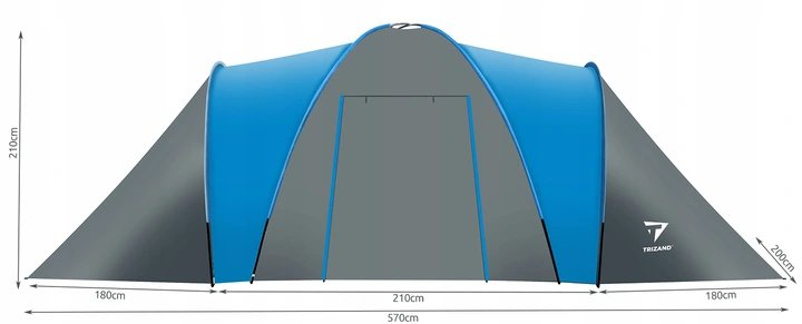 Trizand 12574 Rodinný stan pro 6 osob 570 x 200 x 210 cm modrošedý