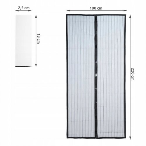 Malatec 12523 Moskytiéra do dverí s magnetky 80/90/100 x 210/220 cm čierna