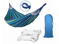 Azar HM-103 Hamaka houpací síť 240 x 80 cm modré pruhy