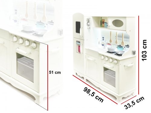 KIK KX6491 Dětská dřevěná kuchyňka s příslušenstvím 103 cm bílá