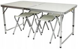 Azar Campingový stůl skládací + 4 x židle 