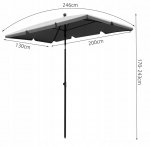 Malatec 12113 Slunečník 130 x 200 cm obdélníkový šedý