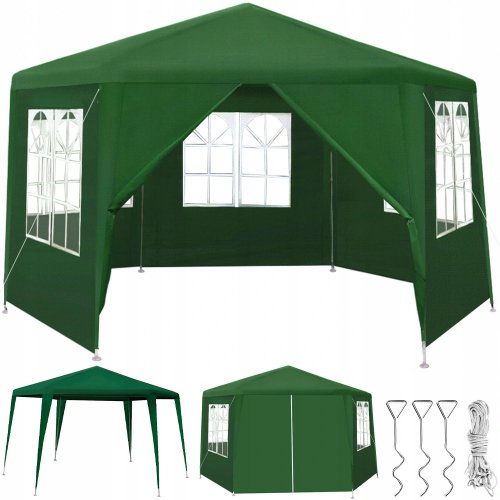 Malatec 12883 Záhradný altánok skladací 2 x 2 x 2 m + 6 bočných stien zelený