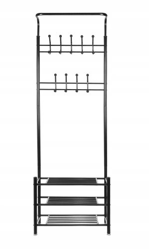 Ruhhy 15744 Vešiak na oblečenie s tromi policami na topánky čierny
