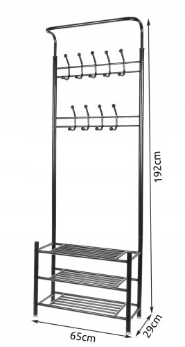 Ruhhy 15744 Vešiak na oblečenie s tromi policami na topánky čierny