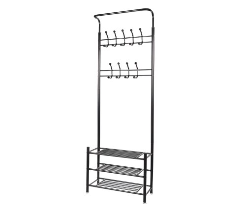 Ruhhy 15744 Vešiak na oblečenie s tromi policami na topánky čierny